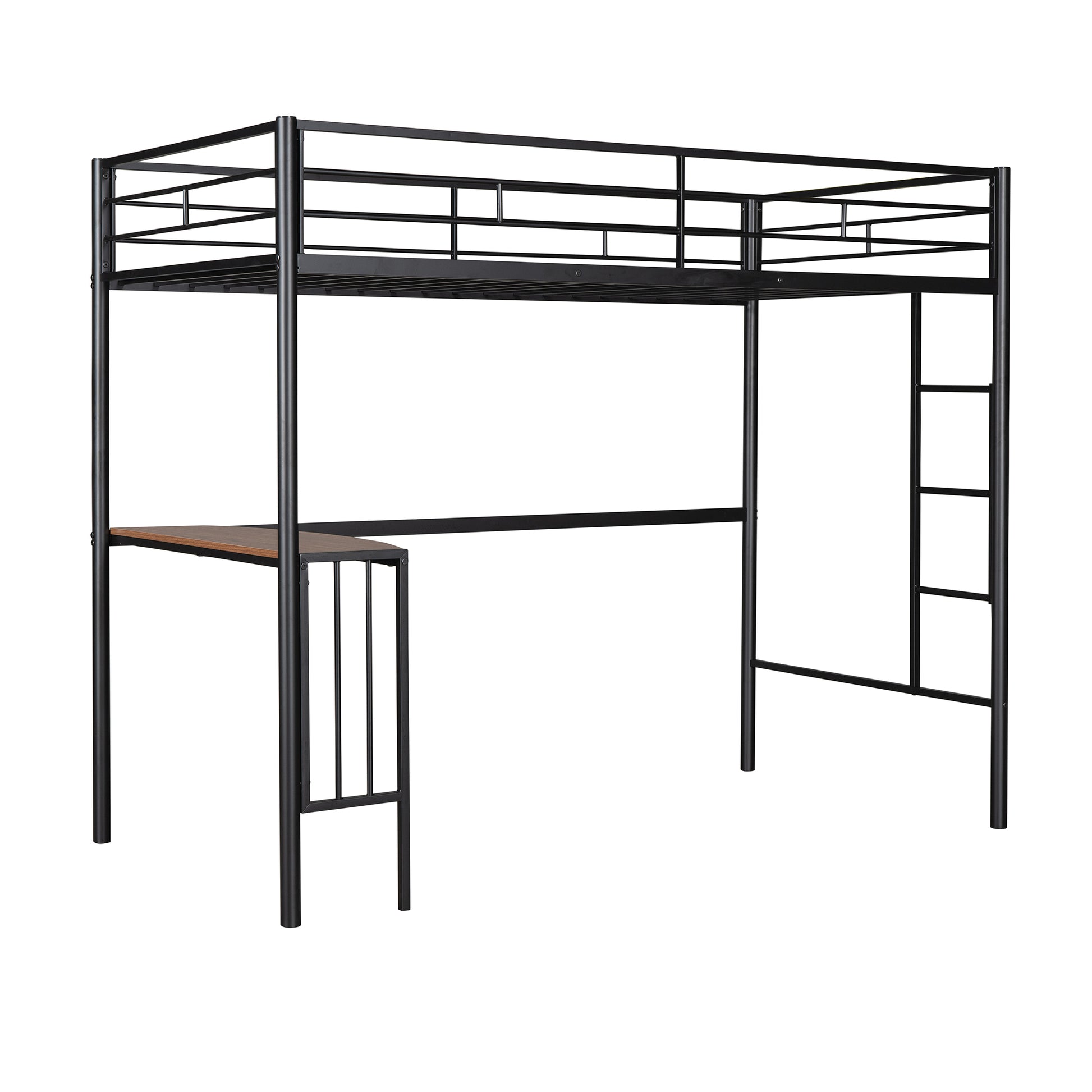 Twin Over Full Metal Bunk Bed With Desk, Ladder And Quality Slats For Bedroom, Metallic Black Old Sku :Lp000092Aab Black Metal