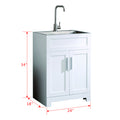 24In White Paint Free Laundry Tub Cabinet W Stainless Steel Combo White Mdf Mdf