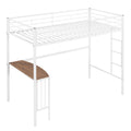Twin Over Full Metal Bunk Bed With Desk, Ladder And Quality Slats For Bedroom, Metallic White Old Sku :Lp000092Aak White Metal