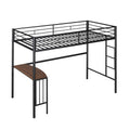 Twin Over Full Metal Bunk Bed With Desk, Ladder And Quality Slats For Bedroom, Metallic Black Old Sku :Lp000092Aab Black Metal