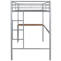 Twin Over Full Metal Bunk Bed With Desk, Ladder And Quality Slats For Bedroom, Metallic Silver Old Sku :Lp000092Aan Silver Metal