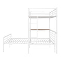 Twin Over Full Metal Bunk Bed With Desk, Ladder And Quality Slats For Bedroom, Metallic White Old Sku :Lp000092Aak White Metal