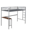Twin Over Full Metal Bunk Bed With Desk, Ladder And Quality Slats For Bedroom, Metallic Silver Old Sku :Lp000092Aan Silver Metal
