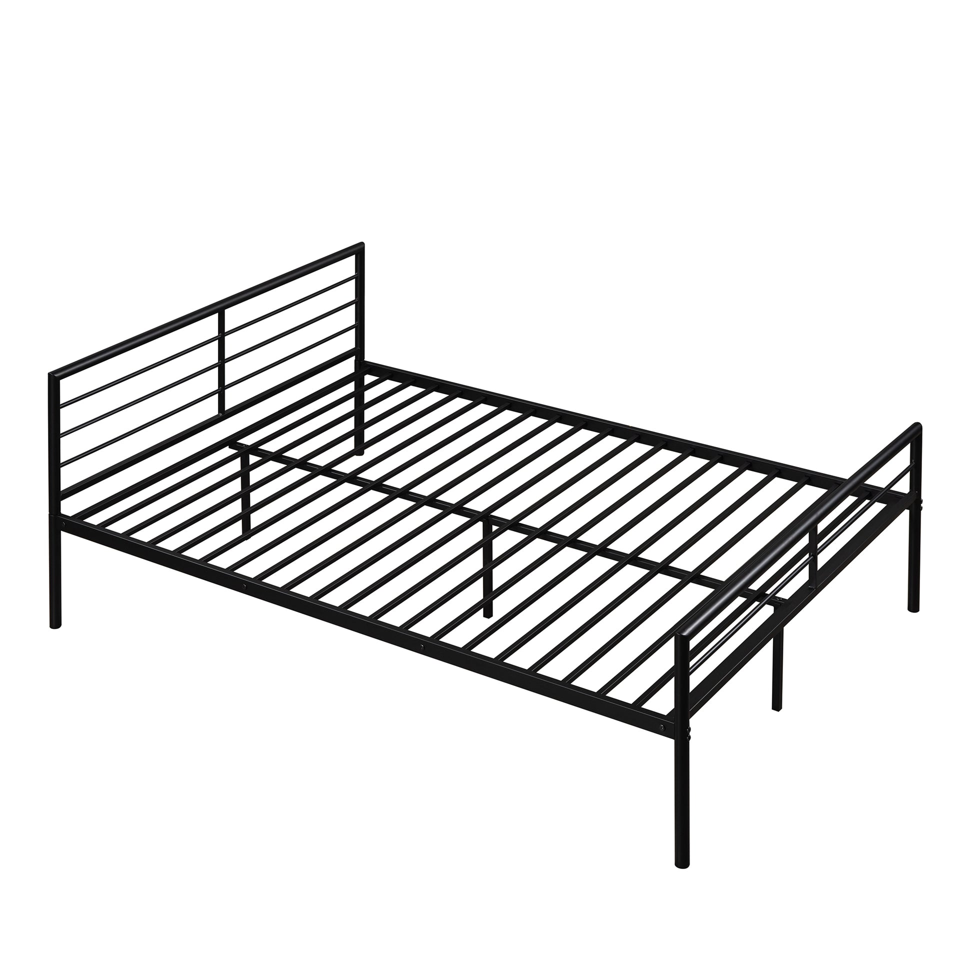 Twin Over Full Metal Bunk Bed With Desk, Ladder And Quality Slats For Bedroom, Metallic Black Old Sku :Lp000092Aab Black Metal