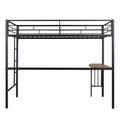 Twin Over Full Metal Bunk Bed With Desk, Ladder And Quality Slats For Bedroom, Metallic Black Old Sku :Lp000092Aab Black Metal