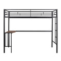 Twin Over Full Metal Bunk Bed With Desk, Ladder And Quality Slats For Bedroom, Metallic Black Old Sku :Lp000092Aab Black Metal