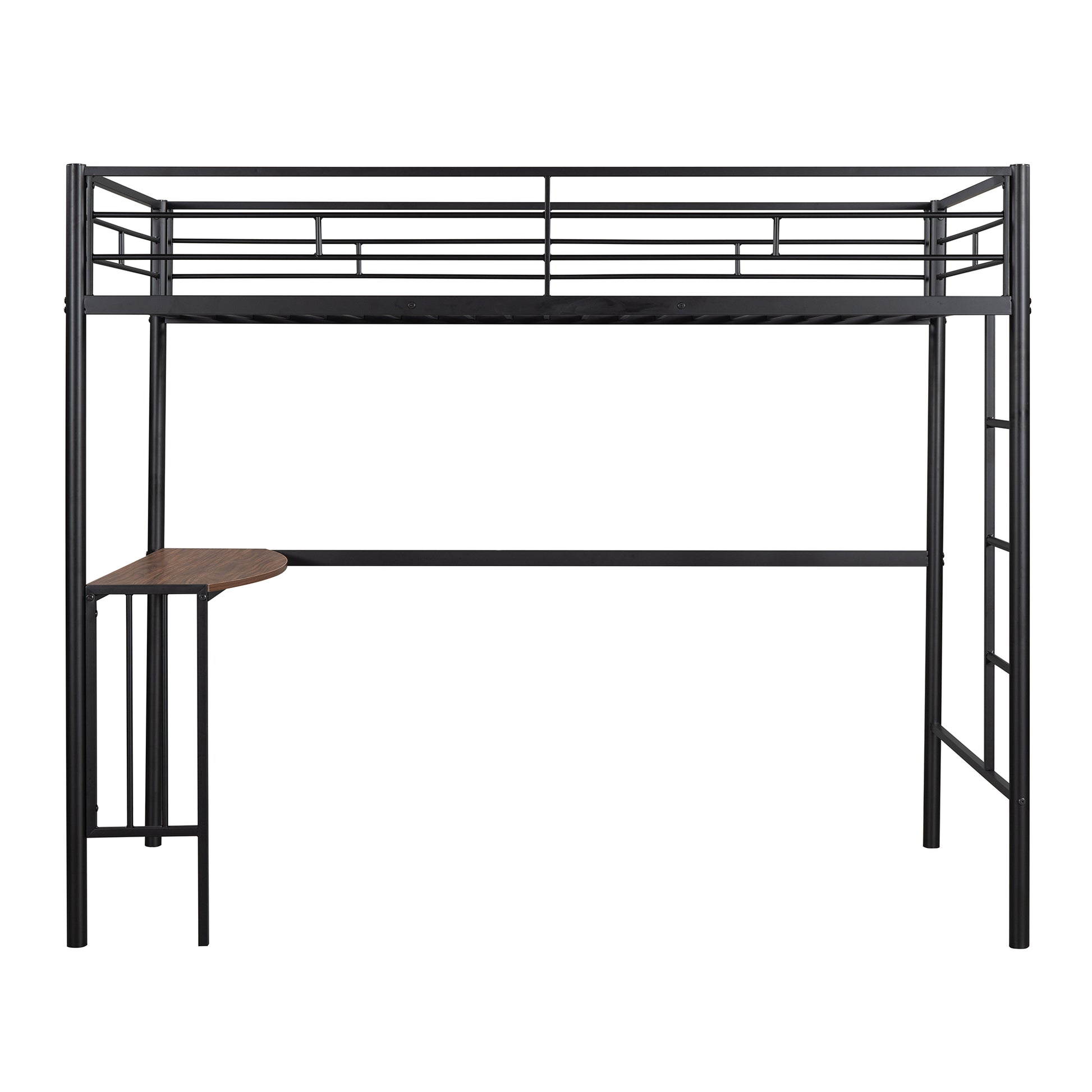 Twin Over Full Metal Bunk Bed With Desk, Ladder And Quality Slats For Bedroom, Metallic Black Old Sku :Lp000092Aab Black Metal