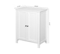 Bathroom Floor Storage Cabinet With Double Door Adjustable Shelf, White White Mdf