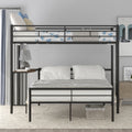 Twin Over Full Metal Bunk Bed With Desk, Ladder And Quality Slats For Bedroom, Metallic Black Old Sku :Lp000092Aab Black Metal