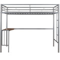 Twin Over Full Metal Bunk Bed With Desk, Ladder And Quality Slats For Bedroom, Metallic Silver Old Sku :Lp000092Aan Silver Metal