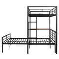 Twin Over Full Metal Bunk Bed With Desk, Ladder And Quality Slats For Bedroom, Metallic Black Old Sku :Lp000092Aab Black Metal