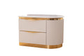 Laura Gold Detailed Right 2 Drawer Nightstand Made With Wood In White White 2 Drawers Bedside Cabinet Bedroom Contemporary,Modern Drawers White Solid Wood Mdf Wood