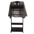 Black Portable Garment Rack,Clothes Valet Stand With Storage Organizer Black Mdf