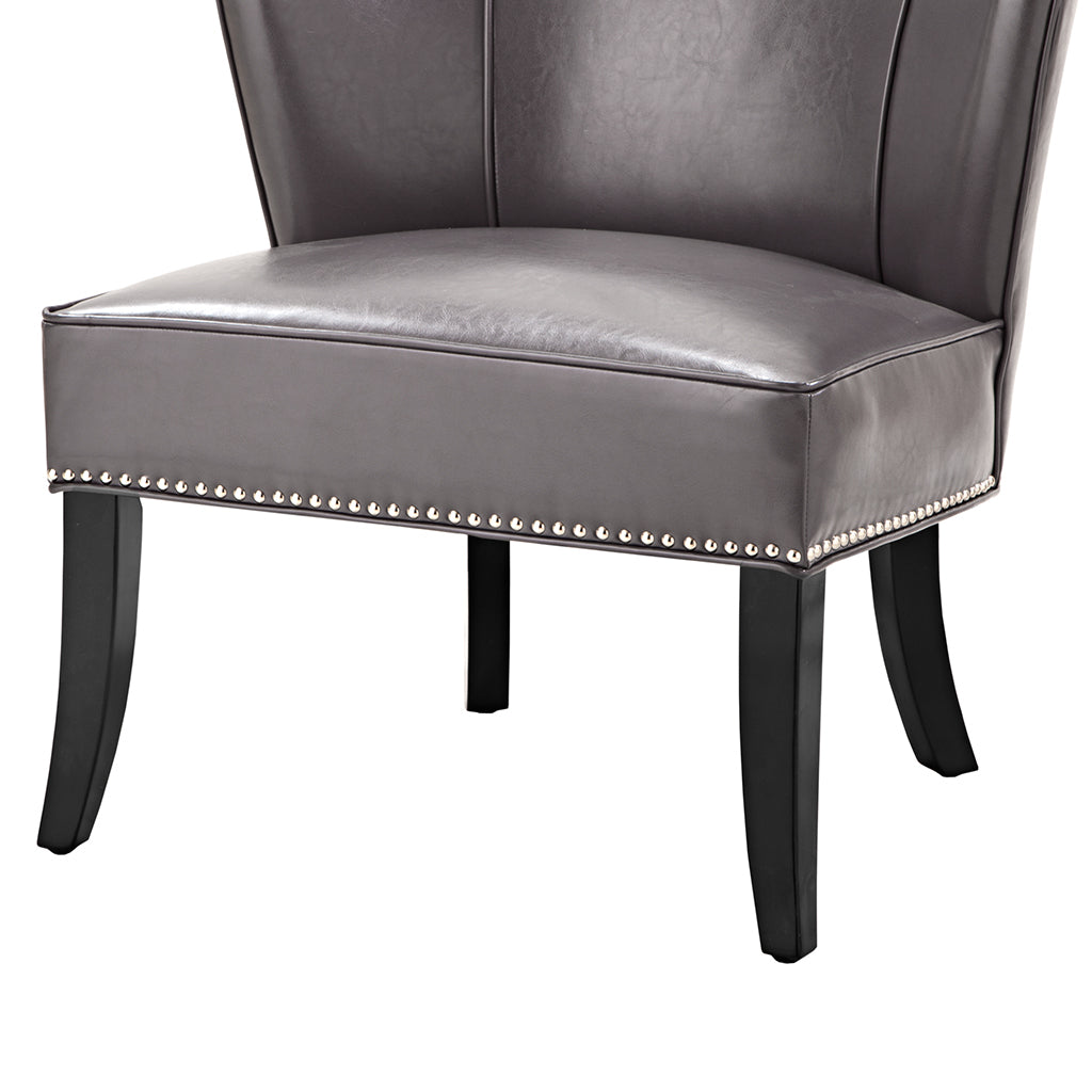 Armless Accent Chair Grey Polyester