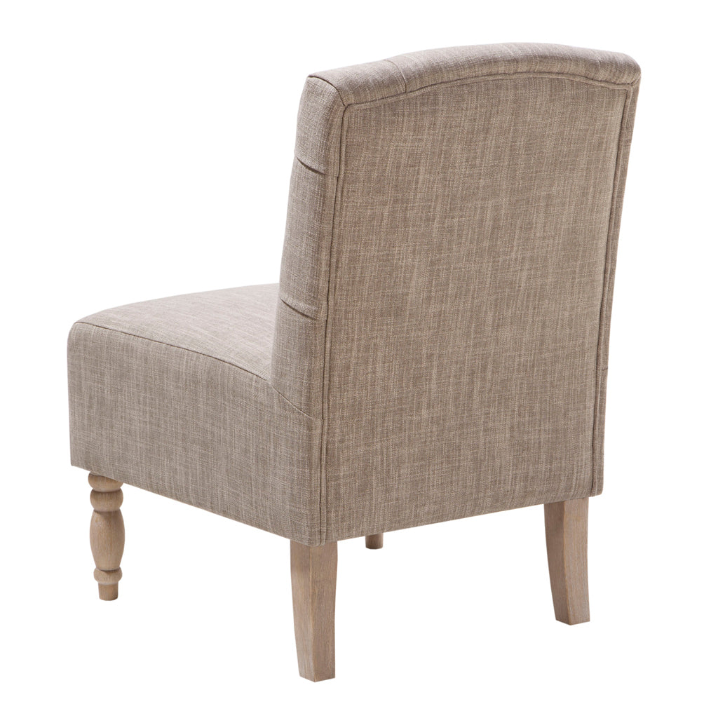 Tufted Armless Chair Beige Polyester