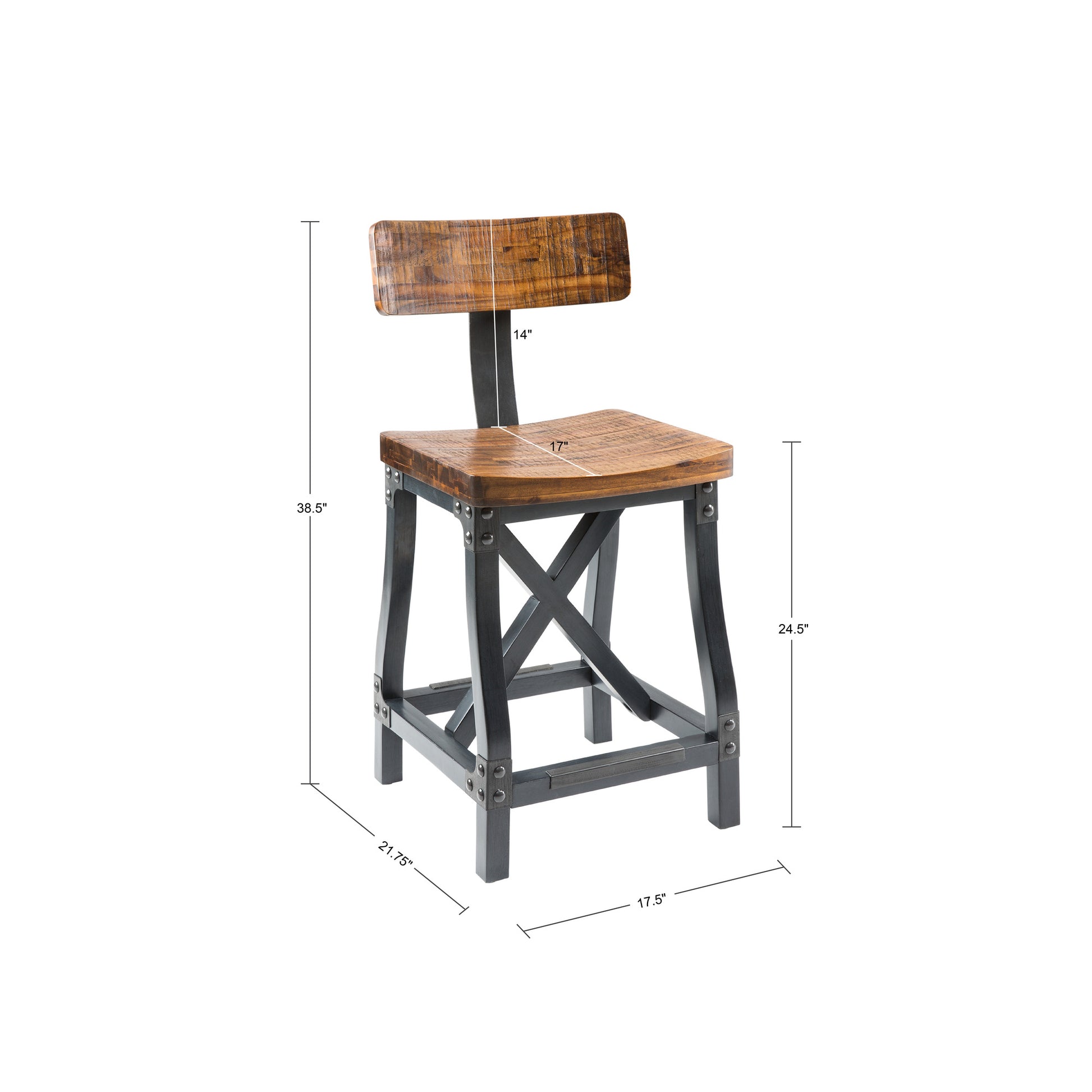 Counter Stool With Back Amber Wood