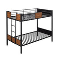 Twin Over Twin Bunk Bed Modern Style Steel Frame Bunk Bed With Safety Rail, Built In Ladder For Bedroom, Dorm, Boys, Girls, Adults Old Sku:Mf190839Aad Twin Brown Metal