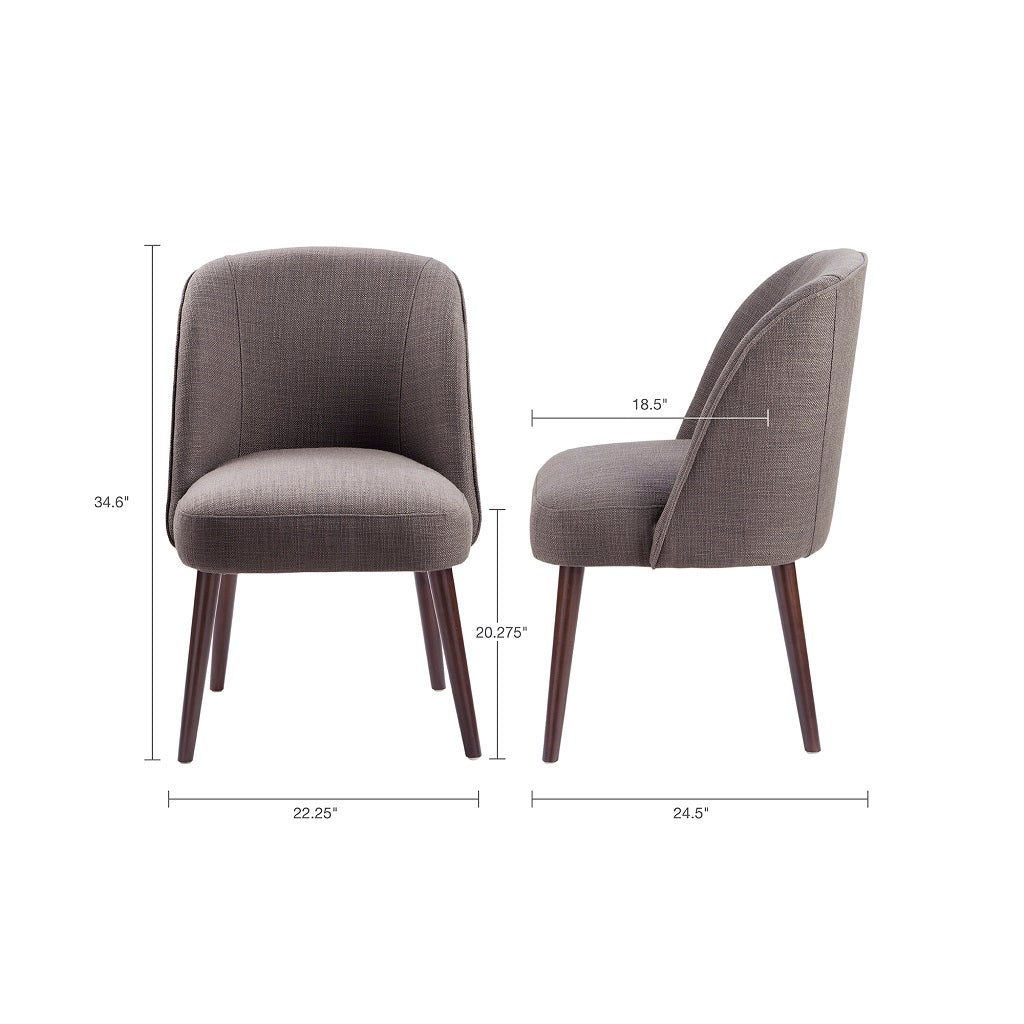 Rounded Back Dining Chair Charcoal Polyester