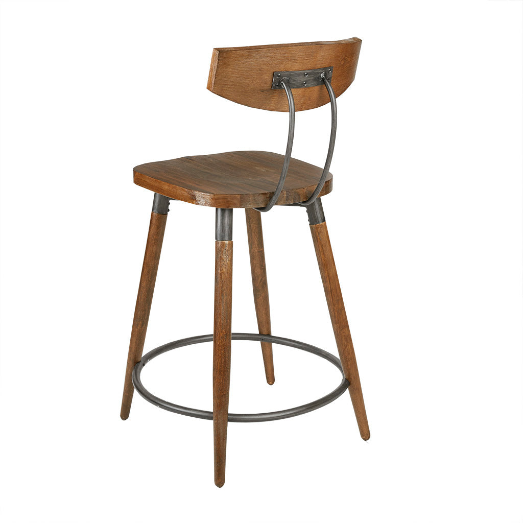 Frazier Counter Stool 24" With Back Brown Wood