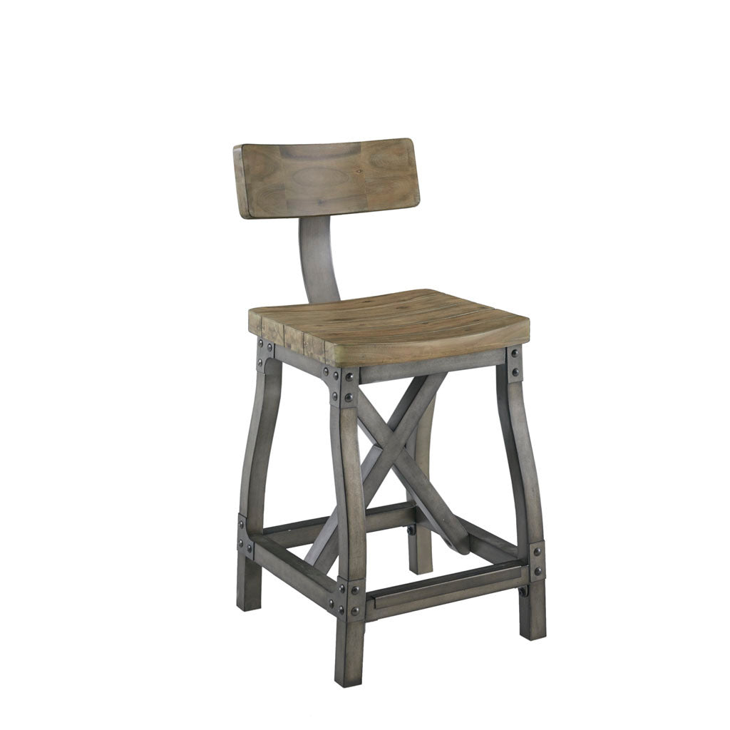 Counter Stool With Back Oak Silver Wood