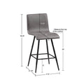 Faux Leather Swivel Counter Stool Grey Polyester