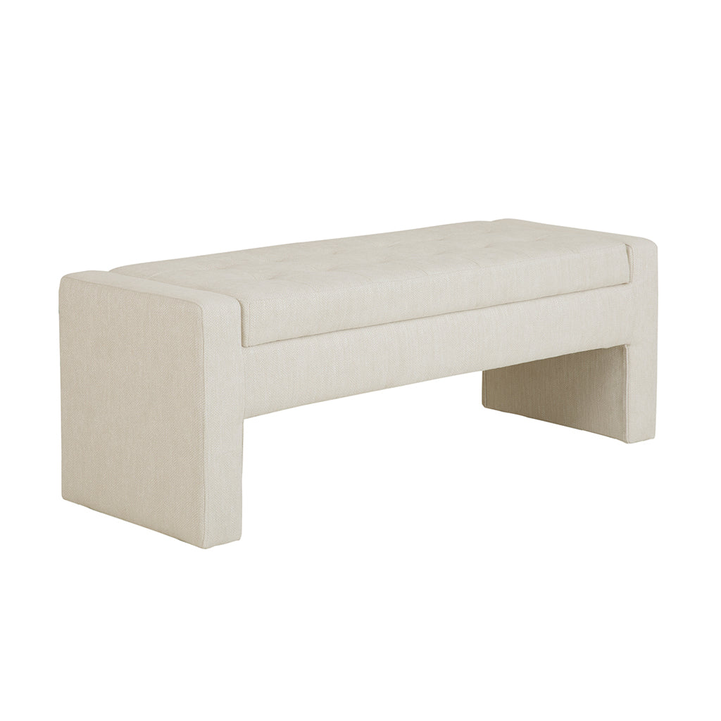 Soft Close Storage Bench Cream Polyester