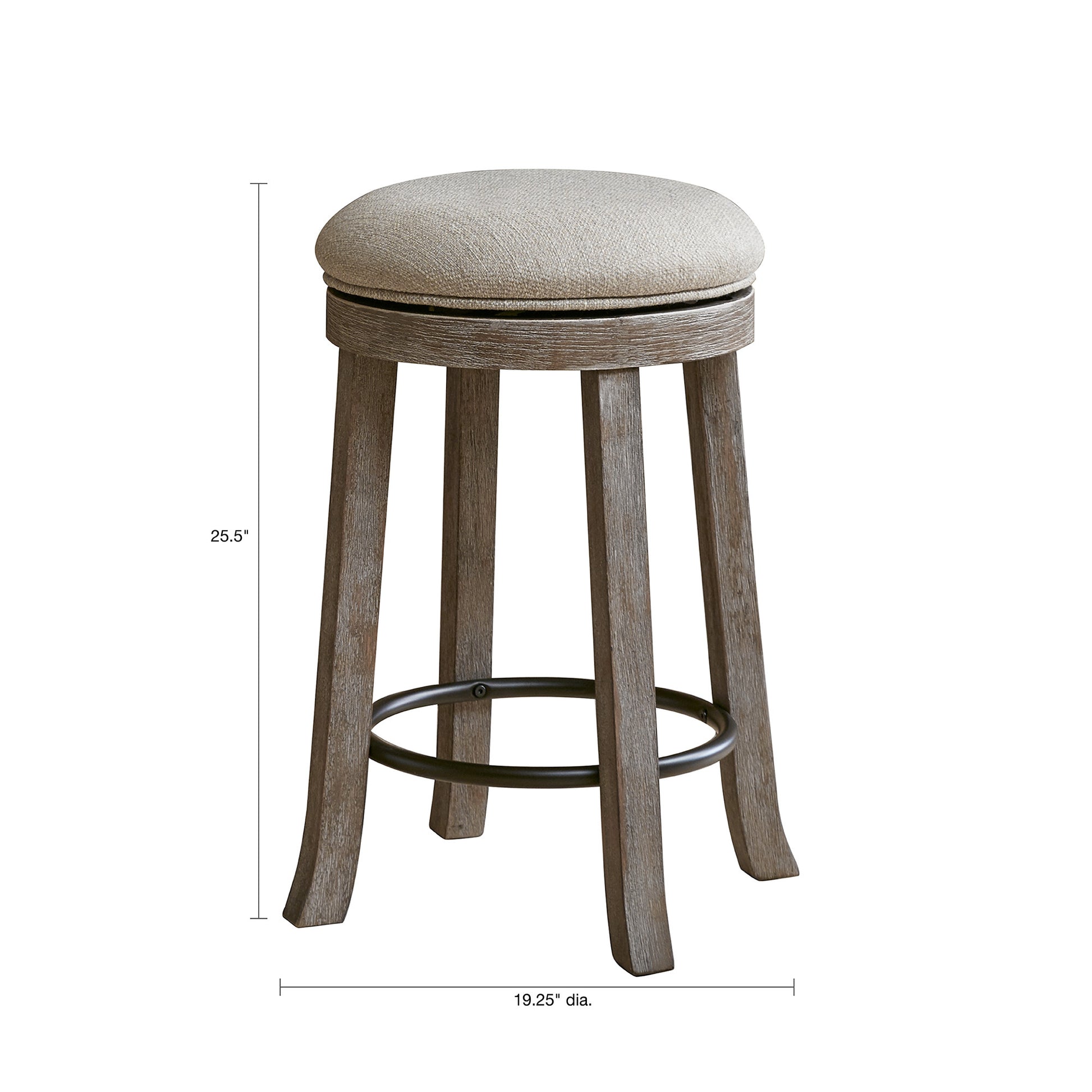 Swivel Counter Stool Cream Reclaimed Grey Polyester