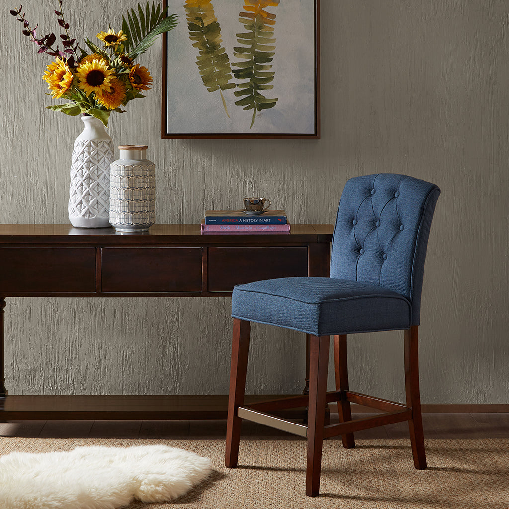 Tufted Counter Stool Navy Polyester