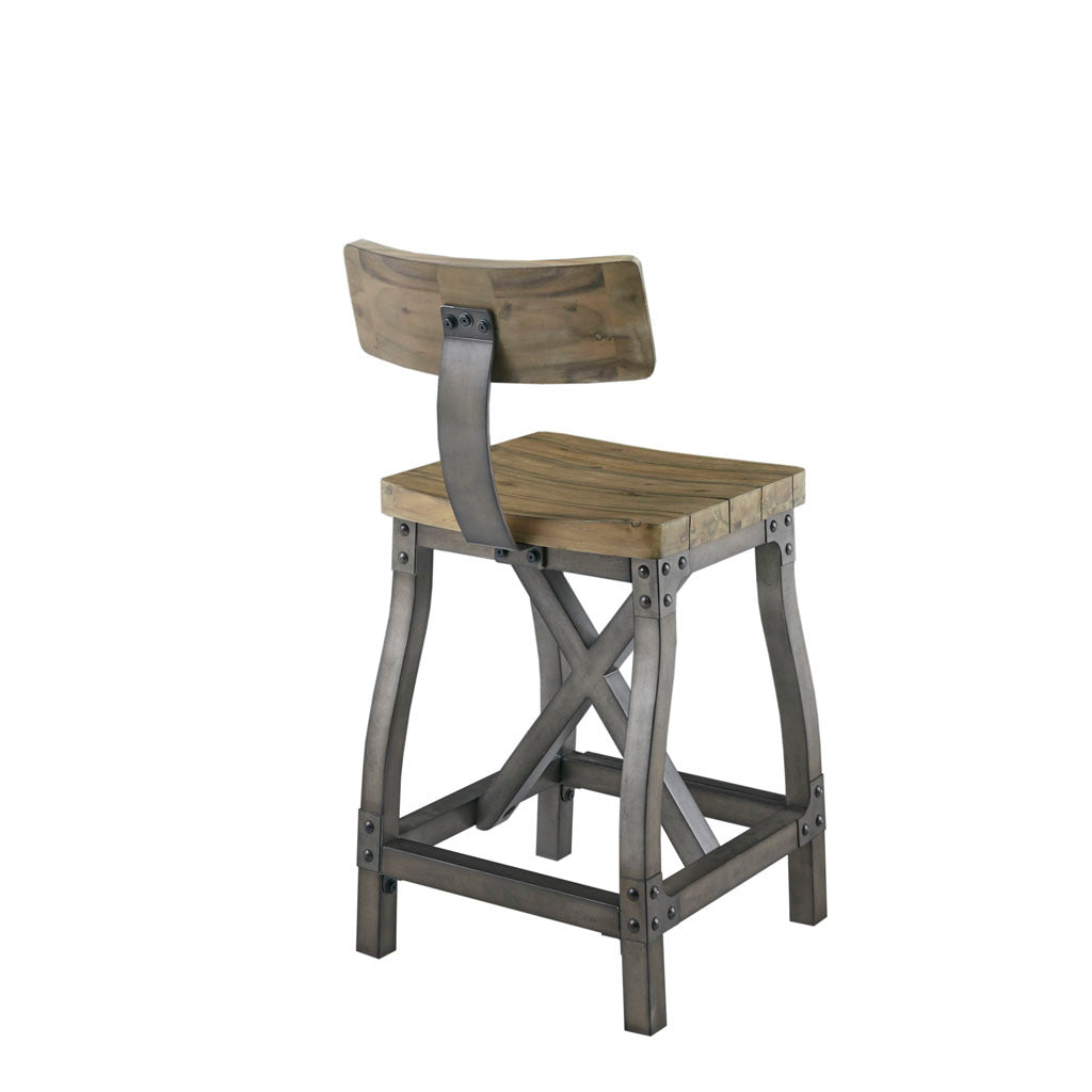 Counter Stool With Back Oak Silver Wood