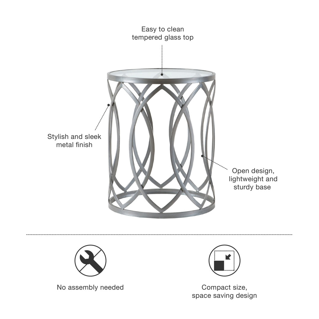 Arlo Metal Eyelet Accent Table Grey Metal