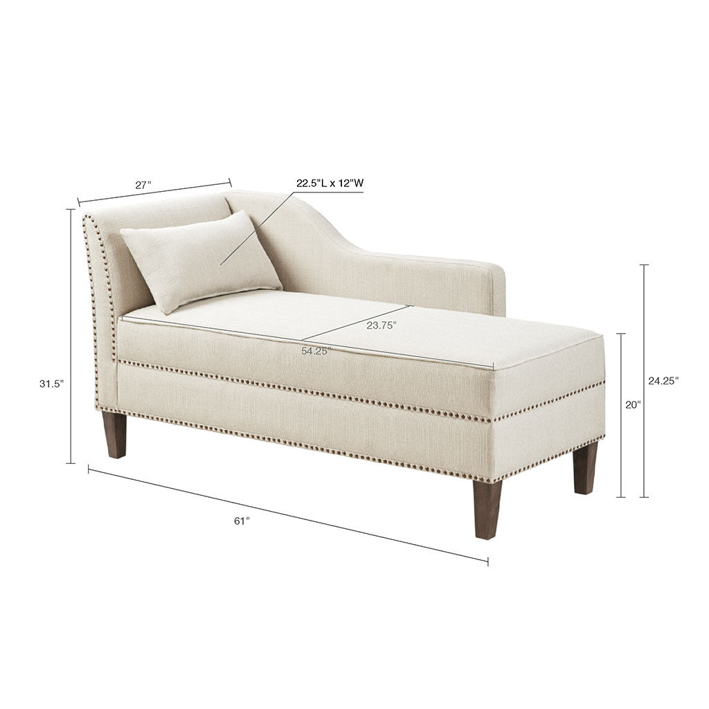 Trinity Accent Chaise Ivory Solid Wood