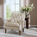 Button Tufted Accent Chair Beige Polyester