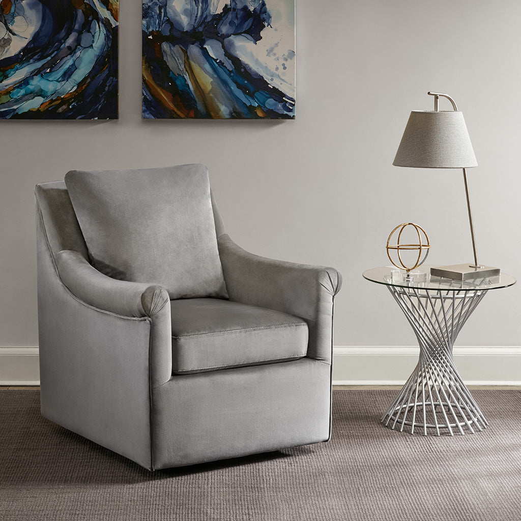 Deanna Swivel Chair Grey Solid Wood