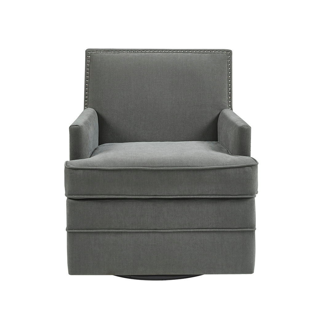 Upholstered Swivel Chair Grey Polyester
