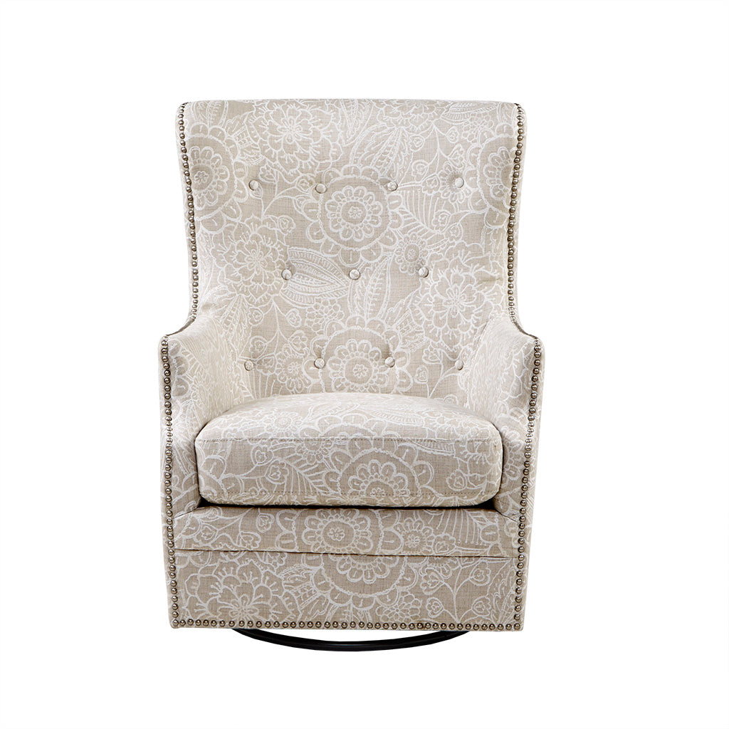 Ella Swivel Glider Chair Cream Solid Wood