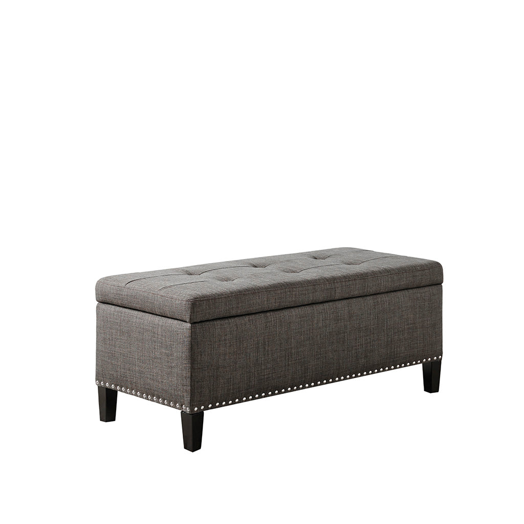 Tufted Top Soft Close Storage Bench Charcoal Polyester