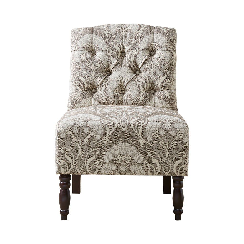 Tufted Armless Chair Taupe Polyester