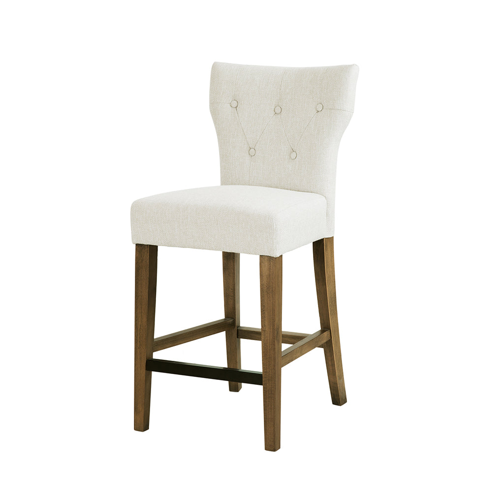 Tufted Back Counter Stool Cream Polyester