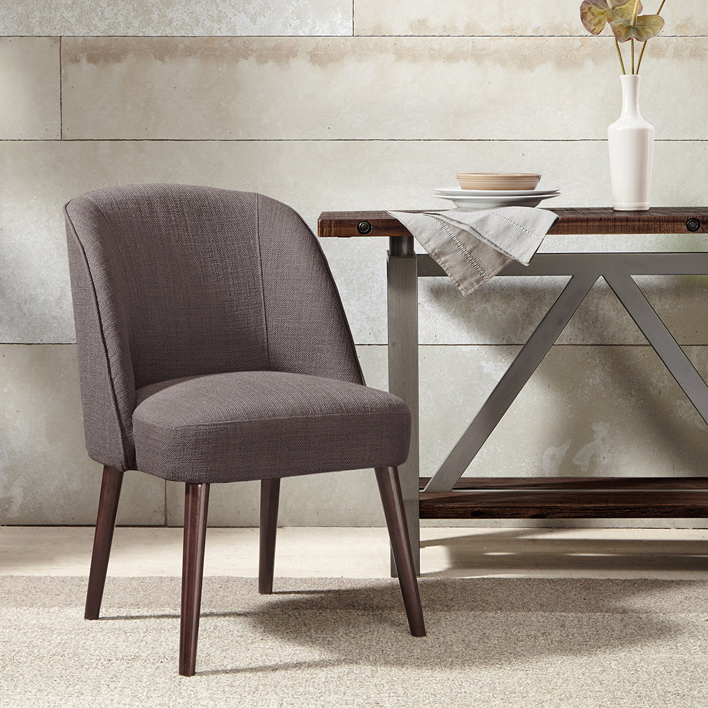 Rounded Back Dining Chair Charcoal Polyester