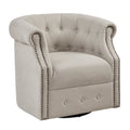 Owen Swivel Chair Beige Solid Wood
