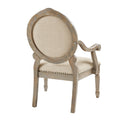 Exposed Wood Arm Chair Beige Polyester