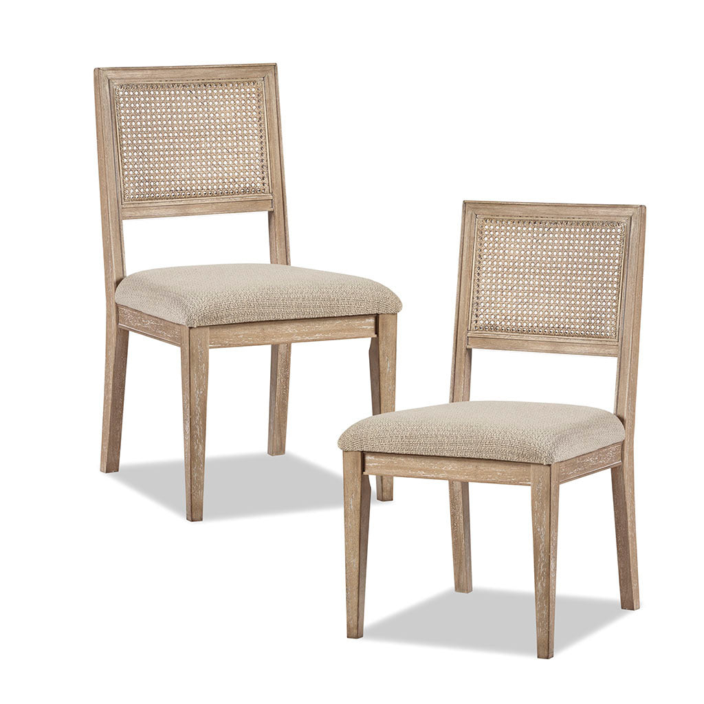 Armless Dining Chair Set Of 2 Light Brown Polyester