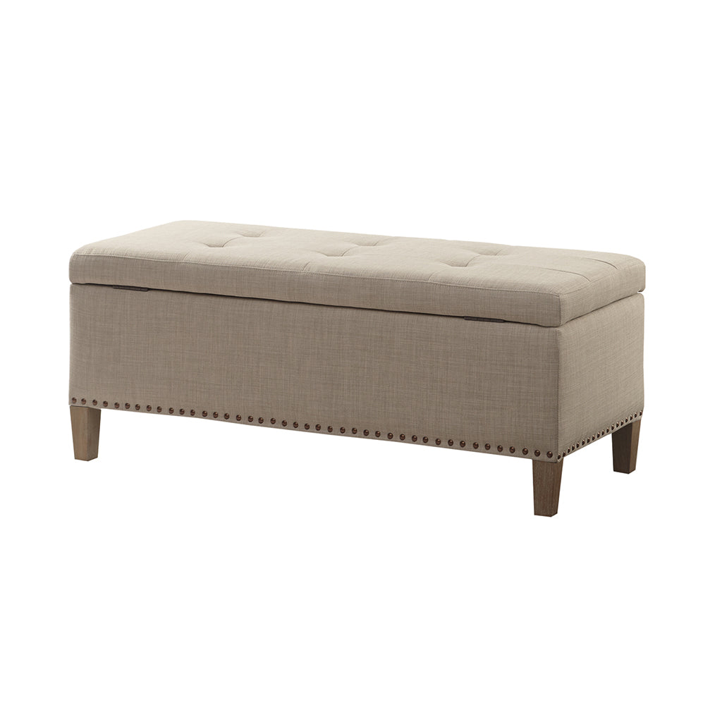 Tufted Top Soft Close Storage Bench Light Grey Polyester