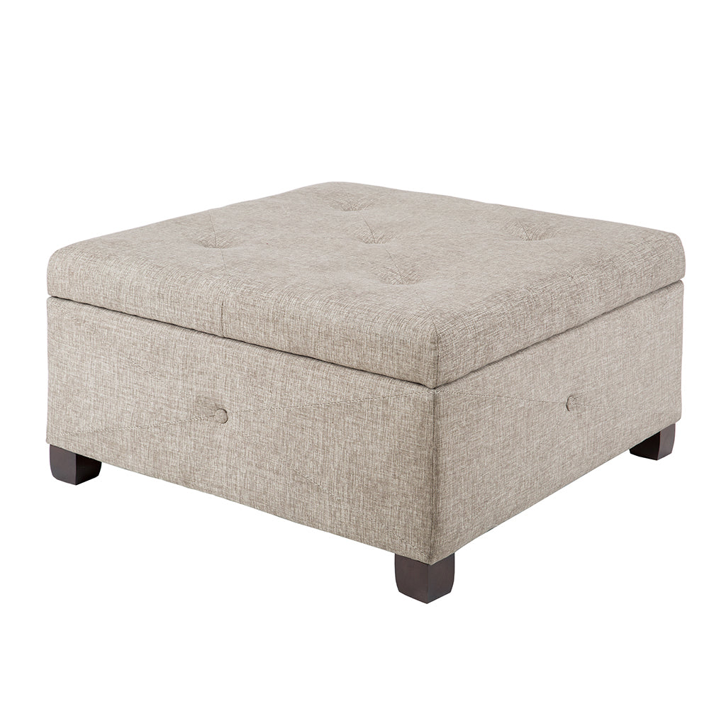 Soft Close Storage Ottoman Sand Polyester