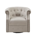 Owen Swivel Chair Beige Solid Wood