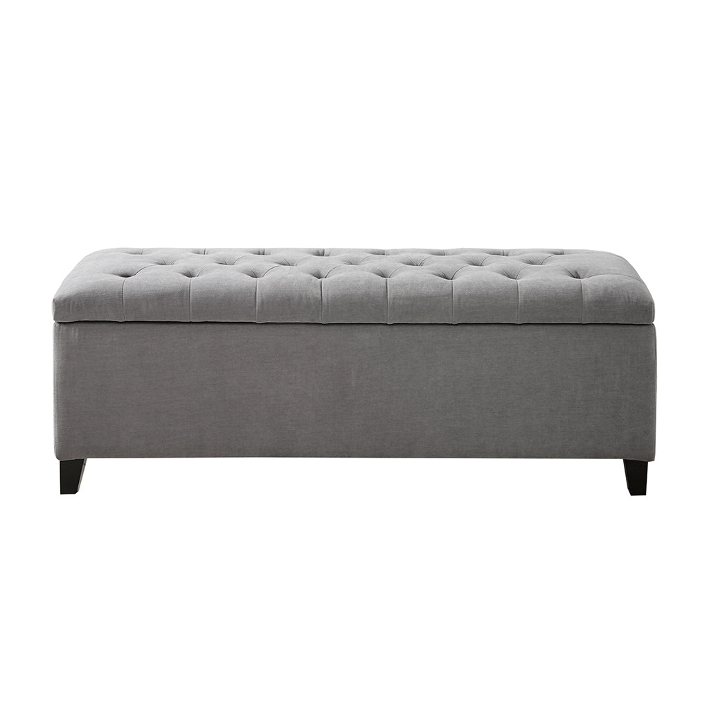 Tufted Top Soft Close Storage Bench Grey Polyester