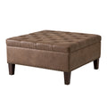 Tufted Square Cocktail Ottoman Brown Wood