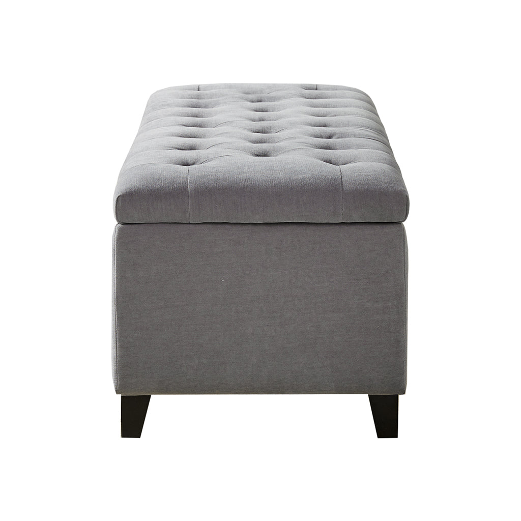 Tufted Top Soft Close Storage Bench Grey Polyester