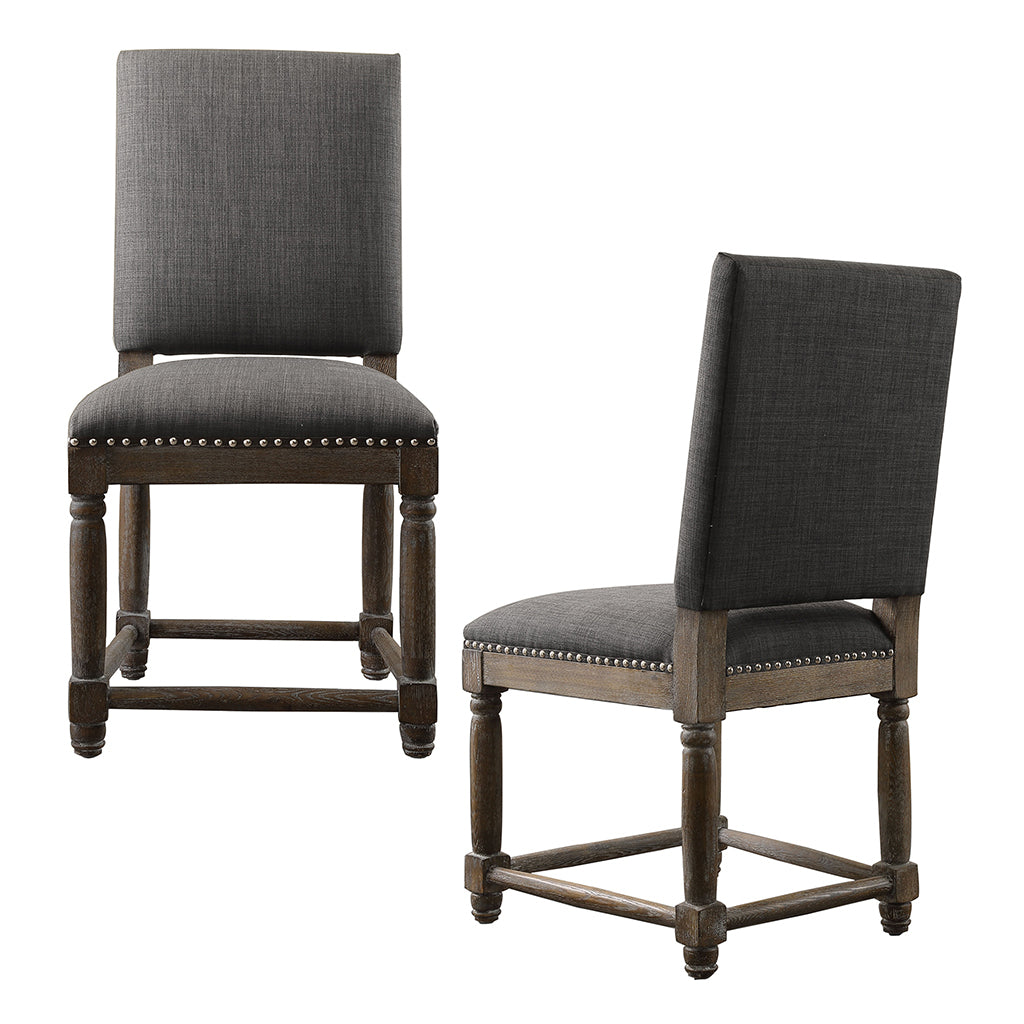 Dining Chair Set Of 2 Grey Polyester