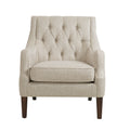 Button Tufted Accent Chair Beige Polyester